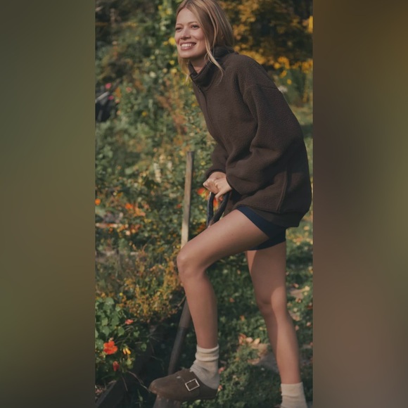 ANTHROPOLOGIE Chocolate Pilcro Half-Zip Pullover Sweatshirt - Picture 2 of 13